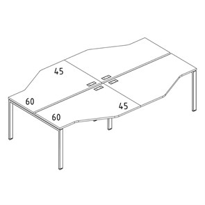 Рабочая станция каркас UNO столы Техно (4х140) эргономичные 204172