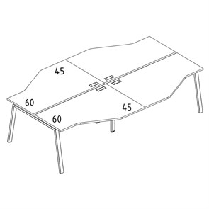 Станция рабочая 4х160 столы Техно на каркасе TRE 204406