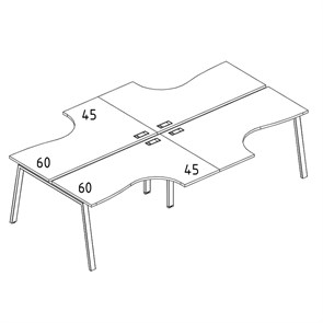 Рабочая станция (4х120) на каркасе TRE столы Классика 204397