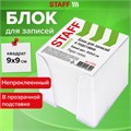Блок для записей STAFF в подставке прозрачной, куб 9х9х9 см, белый, белизна 90-92%, 129201 129201