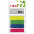 Закладки клейкие неоновые STAFF, 45х12 мм, 100 штук (4 цвета х 25 листов), европодвес, 127148 127148