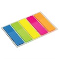 Закладки клейкие неоновые STAFF, 45х12 мм, 100 штук (5 цветов х 20 листов), на пластиковом основании, 129355 129355