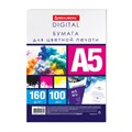 Бумага для цветной лазерной печати А5, ПЛОТНАЯ 160 г/м2, 100 л., BRAUBERG DIGITAL, 145% (CIE), 116408 116408