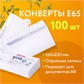 Конверты Е65 (110х220 мм), отрывная лента, Куда-Кому, внутренняя запечатка, КОМПЛЕКТ 100 шт., BRAUBERG, 112195 112195