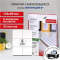 Этикетка самоклеящаяся 105х99 мм, 6 этикеток, белая, 70 г/м2, 50 листов, TANEX, сырье Финляндия, 114530, TW-2303 114530