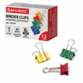 Зажимы для бумаг BRAUBERG, КОМПЛЕКТ 12 шт., 19 мм, на 60 листов, цветные, картонная коробка, 224470 224470
