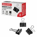 Зажимы для бумаг BRAUBERG, КОМПЛЕКТ 12 шт., 25 мм, на 100 листов, черные, картонная коробка, 220558 220558