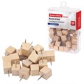 Силовые кнопки-гвоздики BRAUBERG WOOD, деревянные (кубики), 50 штук, 10 мм, 272762 272762