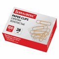 Скрепки BRAUBERG, 28 мм, золотистые, 100 шт., в картонной коробке, 221529 221529