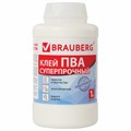 Клей ПВА BRAUBERG, 1 кг, суперпрочный (керамика, ткань, кожа, дерево, бумага, картон), 600984 600984