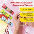 Клей-карандаш "Зверята: кошка, мышка, хрюшка", 9 г, фигурный колпачок, 3 шт./блистер, BRAUBERG KIDS, 271141 271141