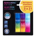 Клей-карандаш 21 г, ВЫГОДНАЯ УПАКОВКА, BRAUBERG "Grade", 3 штуки на блистере, PVP-основа, 271248 271248