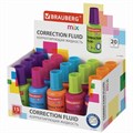 Корректирующая жидкость BRAUBERG MIX, быстросохнущая, 20 мл, с кисточкой, ассорти, 229074 229074