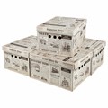 Короб для хранения из плотного микрогофрокартона 330х250х185 мм, КОМПЛЕКТ 4 шт., BRAUBERG HOME "Газета", 271814 271814