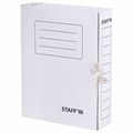 Папка архивная с завязками А4 (325х250 мм), 75 мм, до 700 листов, микрогофрокартон, БЕЛАЯ, STAFF, 128869 128869
