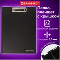 Папка-планшет BRAUBERG "Contract", А4 (315х230 мм), с прижимом и крышкой, пластиковая, черная, сверхпрочная, 1,5 мм, 223489 223489