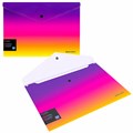 Папка-конверт с кнопкой BRAUBERG "Grade", А4, до 100 листов, желто-розовый градиент, 0,18 мм, 271964 271964