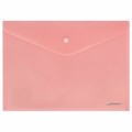 Папка-конверт с кнопкой BRAUBERG "Pastel", А4, матовая непрозрачная, персиковая, ПРОЧНАЯ 0,2 мм, 272882 272882