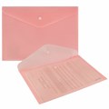 Папка-конверт с кнопкой BRAUBERG "Pastel", А4, матовая непрозрачная, персиковая, ПРОЧНАЯ 0,2 мм, 272882 272882