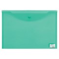 Папка-конверт с кнопкой БОЛЬШОГО ФОРМАТА (305х435 мм), А3, прозрачная, зеленая, 0,18 мм, BRAUBERG, 224033 224033