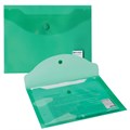 Папка-конверт с кнопкой МАЛОГО ФОРМАТА (240х190 мм), А5, прозрачная, зеленая, 0,18 мм, BRAUBERG, 224025 224025