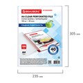 Папки-файлы перфорированные А4 BRAUBERG "STANDARD", КОМПЛЕКТ 100 шт., гладкие, 40 мкм, 229661 229661