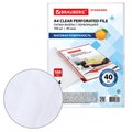 Папки-файлы перфорированные А4 BRAUBERG "STANDARD", КОМПЛЕКТ 100 шт., матовые, 40 мкм, 229660 229660