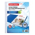 Папки-файлы перфорированные плотные А4 BRAUBERG "ГЛЯНЦЕВЫЕ EXTRA 600" КОМПЛЕКТ 100 шт., ПЛОТНЫЕ, 60 мкм, 229665 229665