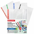 Папки-файлы перфорированные с цветными полосками А4 BRAUBERG, КОМПЛЕКТ 100 шт., гладкие, 30 мкм, 271827 271827