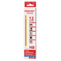 Карандаши чернографитные простые с ластиком HB, ВЫГОДНАЯ УПАКОВКА КОМПЛЕКТ 12 штук, ОФИСМАГ, 180638 180638