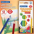 Карандаши цветные BRAUBERG PREMIUM, 12 цветов, шестигранные, грифель 3 мм, 181666 181666