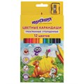 Карандаши цветные утолщенные ЮНЛАНДИЯ "СКАЗОЧНЫЙ МИР", 12 цветов + ТОЧИЛКА, трехгранные, грифель 5 мм, натуральное дерево, 181370 181370