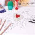 Ластик BRAUBERG "Trios PRO", 36х36х9 мм, белый, треугольный, красный пластиковый держатель, 229559 229559