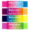 Ластик полупрозрачный BRAUBERG "Grade", 60x15x10 мм, картонный держатель, цвет ассорти, 271997 271997