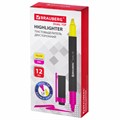 Текстовыделитель двусторонний BRAUBERG, ЖЕЛТЫЙ/РОЗОВЫЙ, линия 1-4 мм, 150840 150840