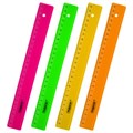 Линейка пластиковая 25 см ПИФАГОР, прозрачная, неоновая, ассорти, 210791 210791
