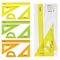 Набор чертежный большой ПИФАГОР (линейка 30 см, 2 треугольника, транспортир), прозрачный, неоновый, пакет, 210629 210629