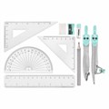 Готовальня BRAUBERG SCHOOL KIT, 11 предметов, циркуль 115 мм, циркуль 125 мм, чертежные принадлежности, мятный цвет, 210706 210706