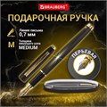 Ручка подарочная перьевая BRAUBERG "Brioso", СИНЯЯ, корпус черный с золотистыми деталями, 143467 143467