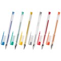Ручки гелевые ПИФАГОР, НАБОР 6 ЦВЕТОВ, БЛЕСТКИ, корпус прозрачный, узел 0,7 мм, линия письма 0,5 мм, 142796 142796