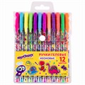 Ручки гелевые ЮНЛАНДИЯ, НАБОР 12 ЦВЕТОВ, НЕОН, корпус с печатью, узел 0,7 мм, линия письма 0,5 мм, 142806 142806