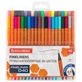 Ручки капиллярные (линеры) 40 ЦВЕТОВ, BRAUBERG "FINE 040", шестигранные, линия 0,4 мм, 144146 144146