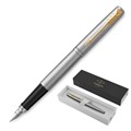 Ручка перьевая PARKER "Jotter Stainless Steel GT", корпус серебристый, позолота, синяя, 2030948 142939