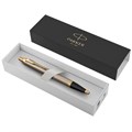 Ручка шариковая PARKER "IM Core Brushed Metal GT", серебристый матовый лак, позолота, синяя, 1931670 142542