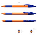 Ручка шариковая автоматическая с грипом ERICH KRAUSE "R-301 Orange", СИНЯЯ, узел 1,0 мм, линия письма 0,35 мм, 46762 143896