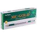 Ручка шариковая масляная с грипом MUNHWA "MC Gold", зеленая, корпус прозрачный, узел 0,5 мм, линия письма 0,3 мм, BMC-04 142778