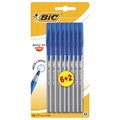 Ручки шариковые с грипом BIC "Round Stic Exact", НАБОР 6+2 шт., СИНИЕ, линия письма 0,28 мм, блистер, 932862 143980