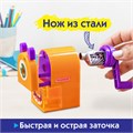 Точилка механическая ПИФАГОР "Монстрик", корпус оранжевый, для чернографитных и цветных карандашей, 228477 228477