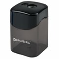 Точилка BRAUBERG "Win", 2 отверстия для чернографитных карандашей (в том числе утолщенных), с большим контейнером, с крышкой, ассорти,222495 222495