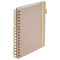 Бизнес-тетрадь на гребне А5 148х216мм BRAUBERG Calipso под кожу, резинка, клетка, 80л, бежевый, 116254 116254